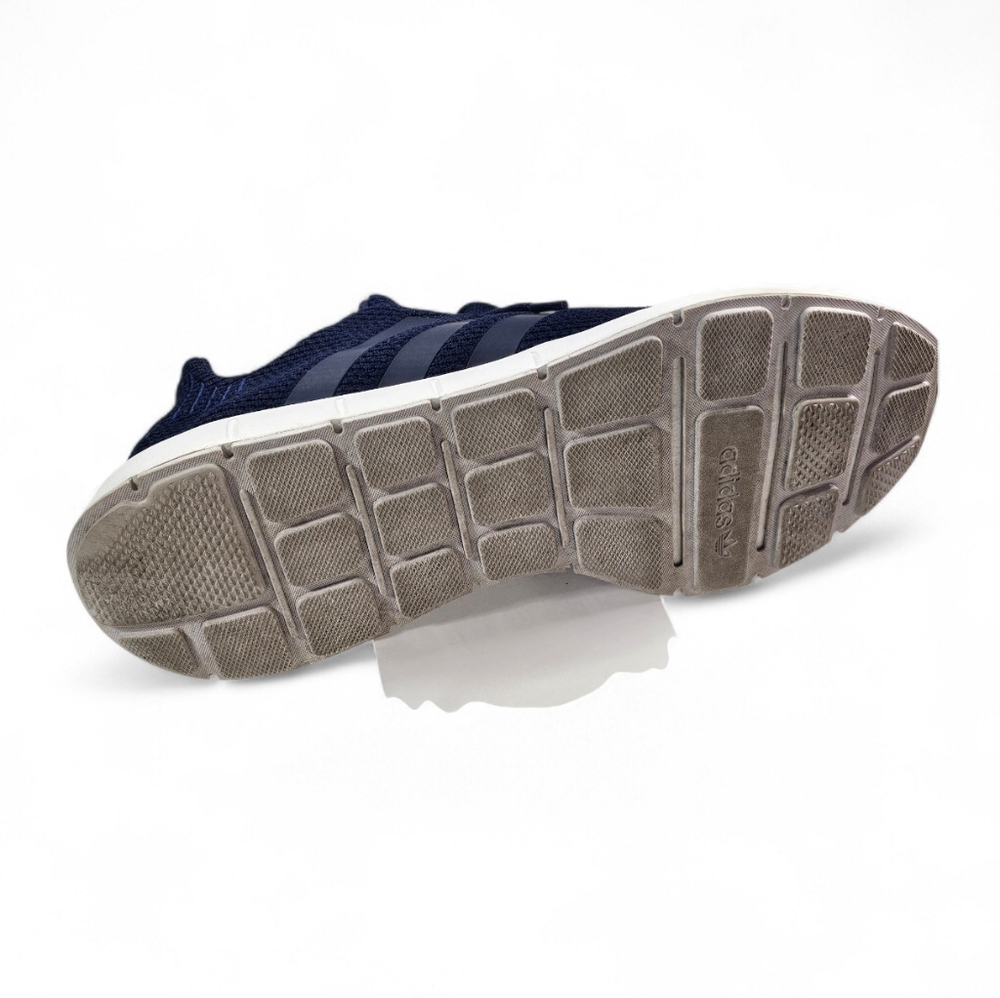 Adidas 3 Stripe Navy Men's Athletic Sneaker, Knit Upper, Size 9 1/2 - Picture 6 of 9